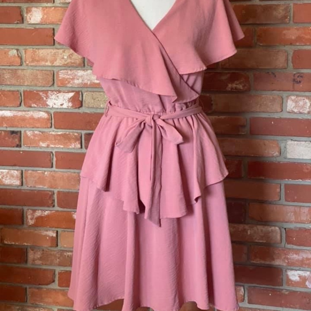 Rusty pink color flowy dress